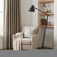 65" Black Adjustable Traditional Shaped Floor Lamp With Black Dome Shade