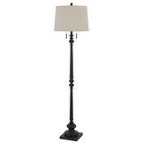 63" Rust Two Light Floor Lamp With Beige Fabric Square Shade