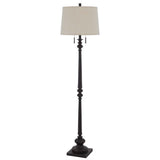63" Rust Two Light Floor Lamp With Beige Fabric Square Shade