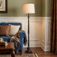 63" Rust Two Light Floor Lamp With Beige Fabric Square Shade