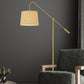 68" Brass Adjustable Traditional Shaped Floor Lamp With Antiqued Brass Drum Shade