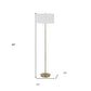 64" Brass Two Light Traditional Shaped Floor Lamp With White Rectangular Shade