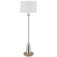 61" Chrome Traditional Shaped Floor Lamp With White Square Shade