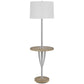 61" Chrome Tray Table Floor Lamp With White Square Shade