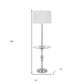 61" Chrome Tray Table Floor Lamp With White Transparent Glass Square Shade