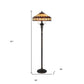 61" Bronze Two Light Traditional Shaped Floor Lamp With Purple and Ivory Abstract Tiffany Glass Empire Shade