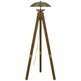 55" Brass Tripod Floor Lamp With Antiqued Brass Dome Shade