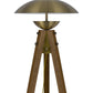 55" Brass Tripod Floor Lamp With Antiqued Brass Dome Shade