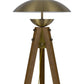 55" Brass Tripod Floor Lamp With Antiqued Brass Dome Shade