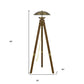 55" Brass Tripod Floor Lamp With Antiqued Brass Dome Shade