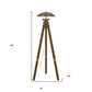 55" Brass Tripod Floor Lamp With Antiqued Brass Dome Shade