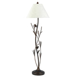 60" Rust Metal Floor Lamp With Brown Fabric Empire Shade