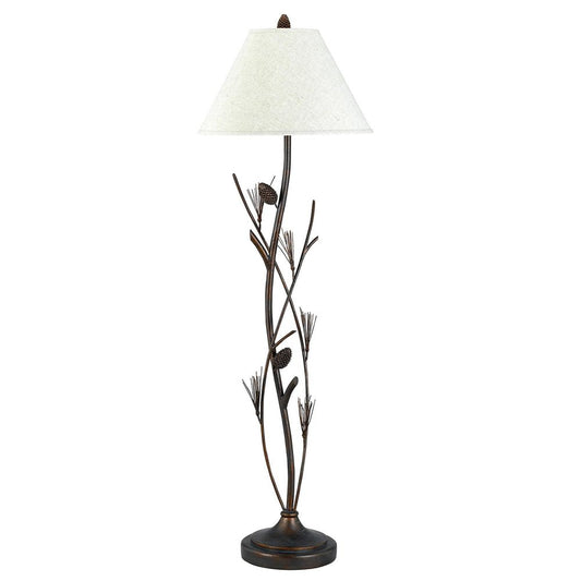 60" Rust Metal Floor Lamp With Brown Fabric Empire Shade