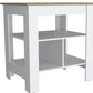 41" Natural and White Wood Kitchen Island Set With Storage
