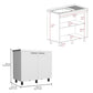 24" X 39" White Stainless Steel and Wood Utility Cabinet With Sink