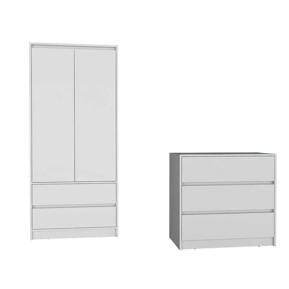 Two Piece White Bedroom Set
