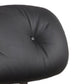 35" Black and Brown Genuine Leather Tufted Swivel Lounge Chair With Ottoman
