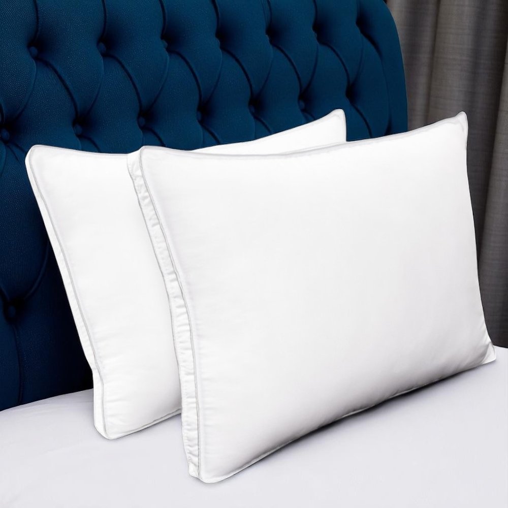 Set of Two Microfiber Down Alternative Medium Hypoallergenic King Size Bed Pillows