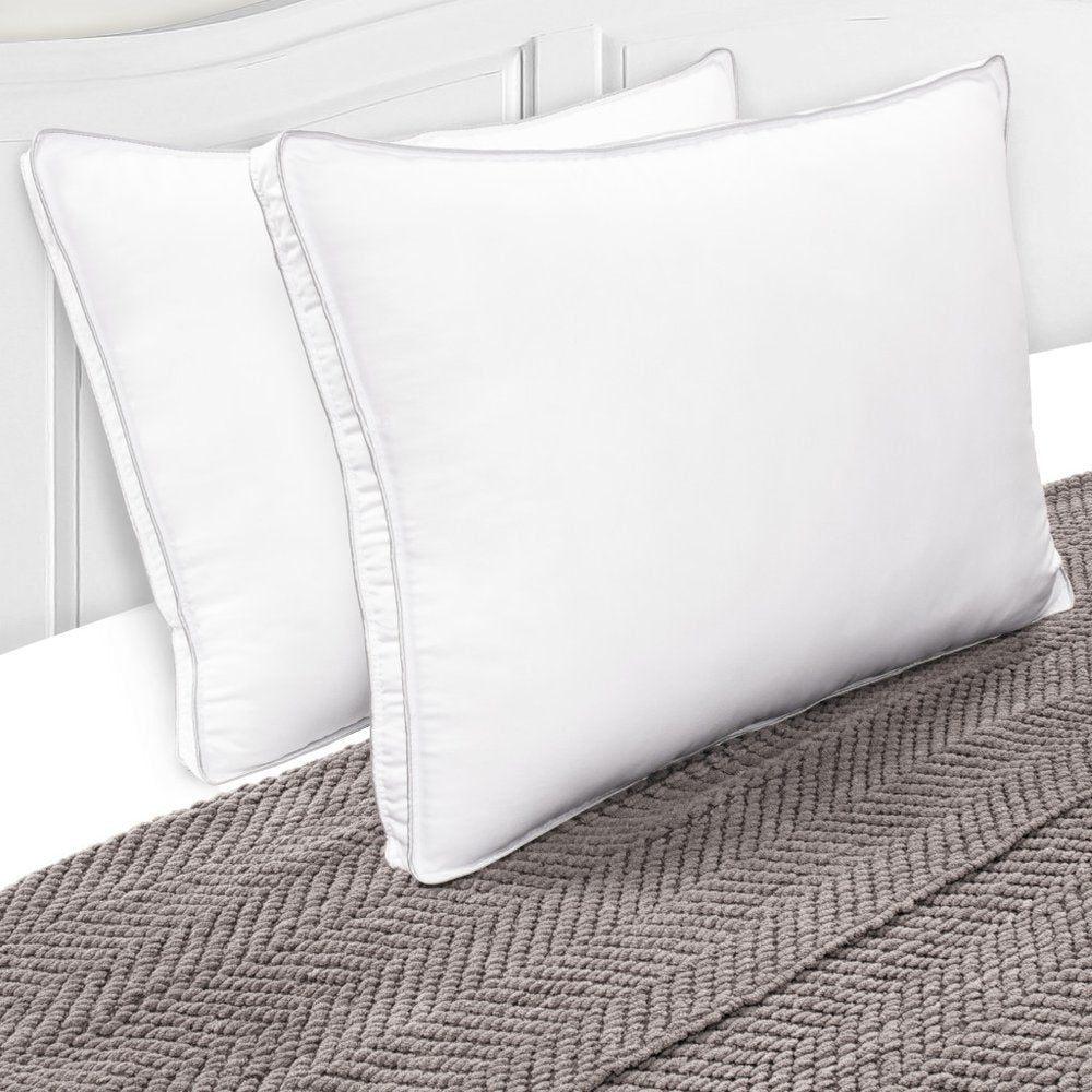 Set of Two Microfiber Down Alternative Medium Hypoallergenic King Size Bed Pillows