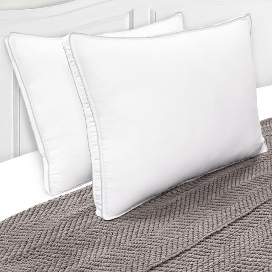 Set of Two Microfiber Down Alternative Medium Hypoallergenic King Size Bed Pillows