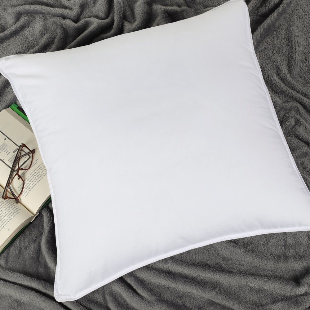 Set of Two Microfiber Down Alternative Medium Hypoallergenic European Size Bed Pillows