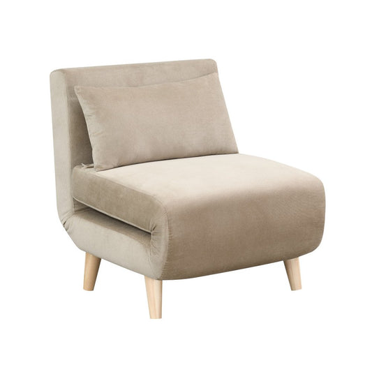 27" Beige and Natural Upholstered Slipper Chair And Toss Pillow