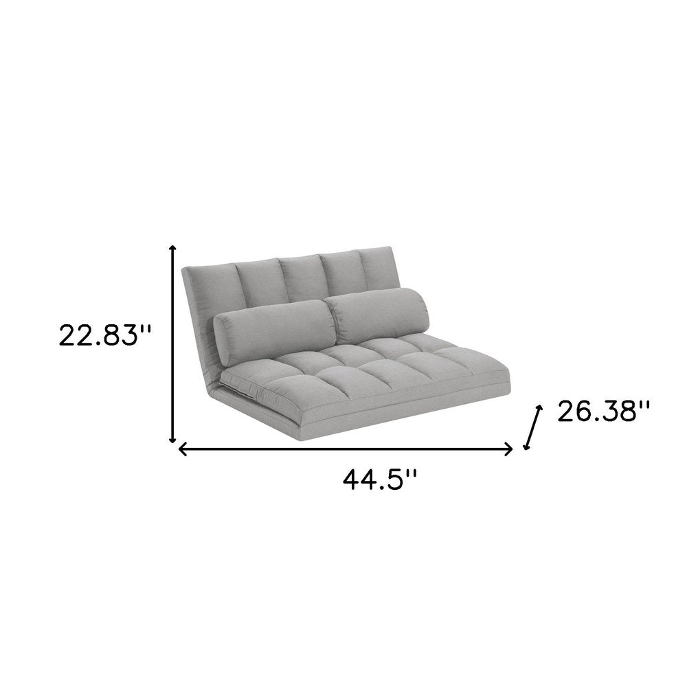 45" Gray Futon Convertible Sleeper Loveseat and Toss Pillows