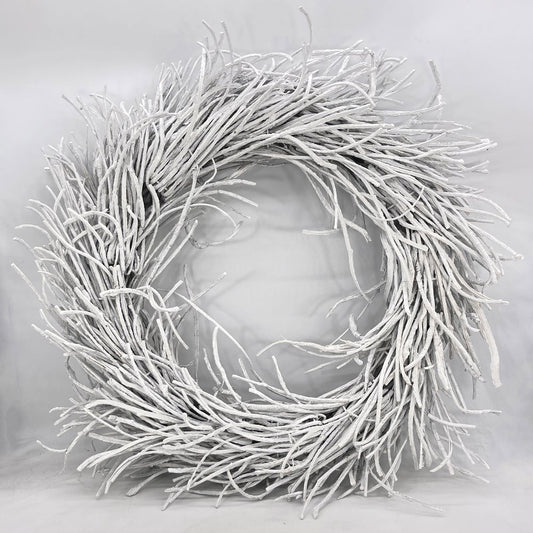 28" White Willow Dried Wreath
