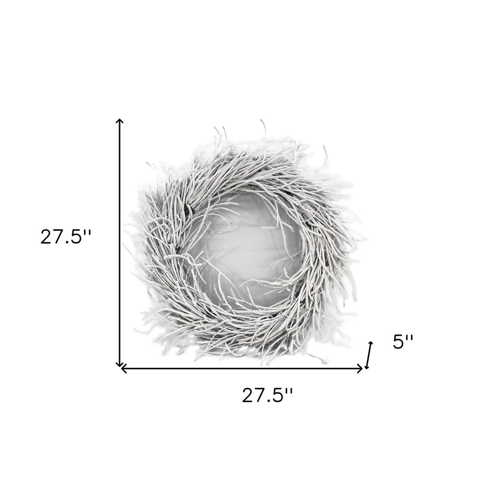 28" White Willow Dried Wreath