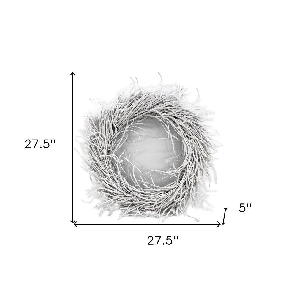 28" White Willow Dried Wreath