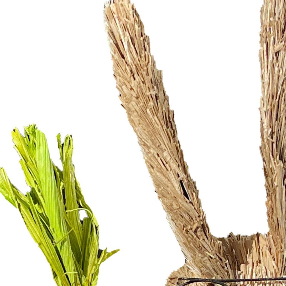 11" Baby Blue Brown And Orange Straw Rabbit Easter Easter Bunny Figurine