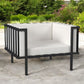 33" Black Metal Outdoor Arm Chair with Off White Cushion