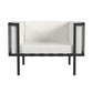 33" Black Metal Outdoor Arm Chair with Off White Cushion