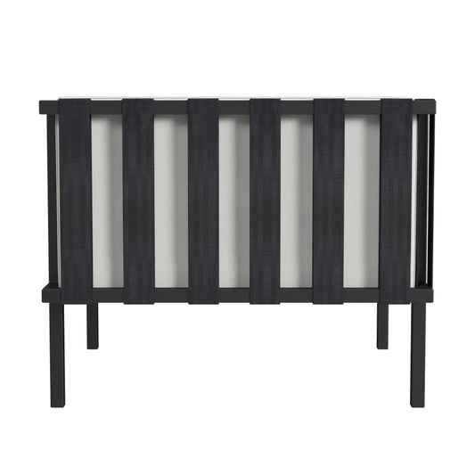 33" Black Metal Outdoor Arm Chair with Off White Cushion