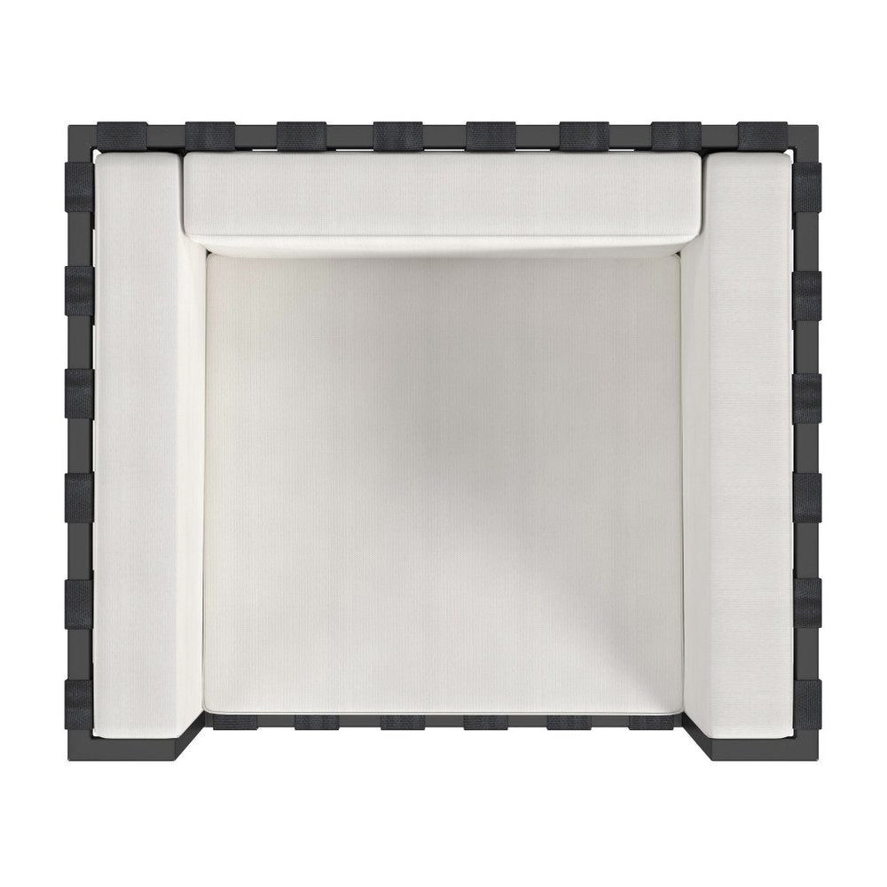 33" Black Metal Outdoor Arm Chair with Off White Cushion