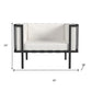 33" Black Metal Outdoor Arm Chair with Off White Cushion