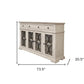 74" Ivory Solid and Manufactured Wood Distressed Credenza