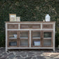 67" Brown Solid and Manufactured Wood Distressed Credenza