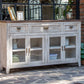 67" White Solid and Manufactured Wood Distressed Credenza