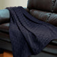 California King Navy Blue Cotton Basketweave Geometric Blanket