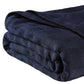 Queen Navy Blue Cotton Geometric Basketweave Blanket