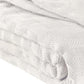 Queen White Cotton Basketweave Geometric Blanket