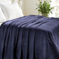 King Navy Blue Cotton Basketweave Geometric Blanket