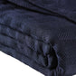 King Navy Blue Cotton Basketweave Geometric Blanket