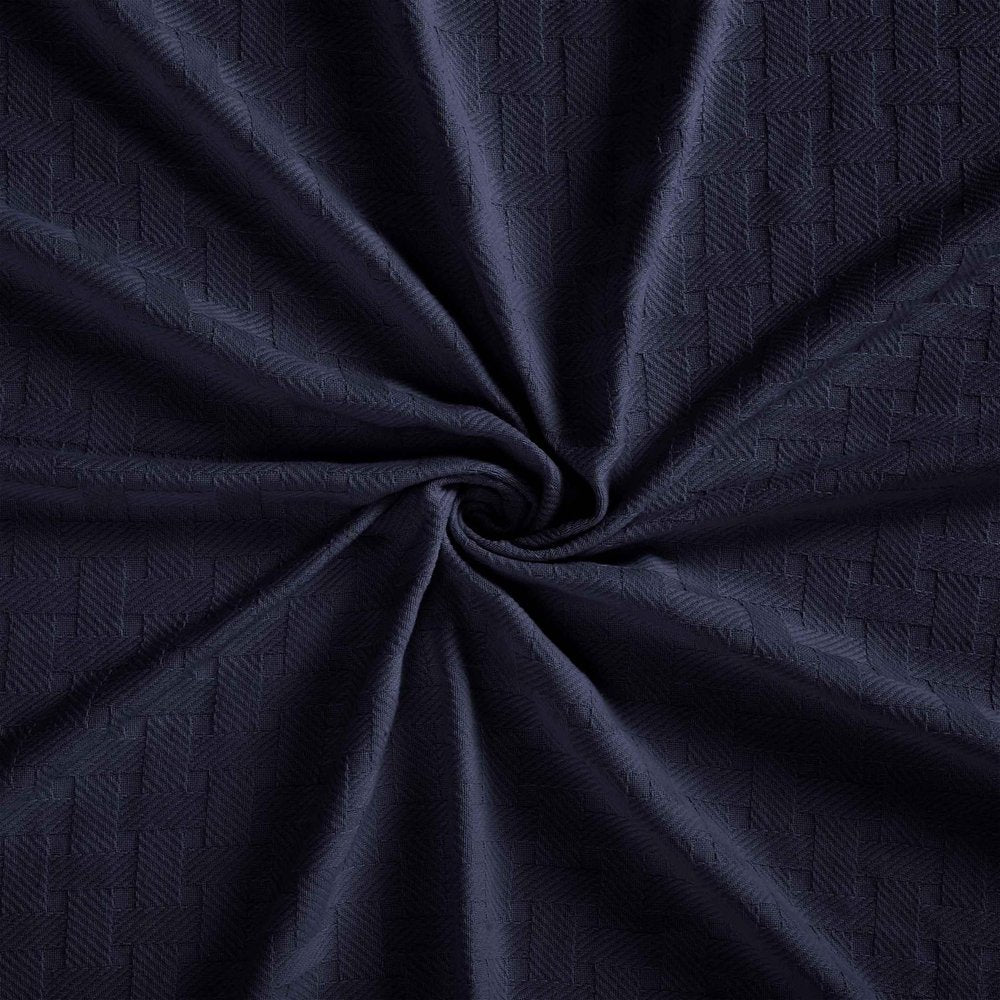 King Navy Blue Cotton Basketweave Geometric Blanket