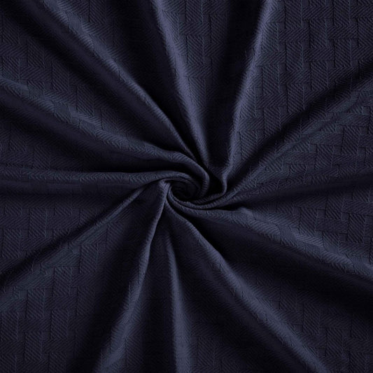 King Navy Blue Cotton Basketweave Geometric Blanket