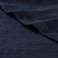 King Navy Blue Cotton Basketweave Geometric Blanket