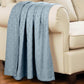 50" X 60" Light Blue Cotton Basketweave Geometric Throw Blanket