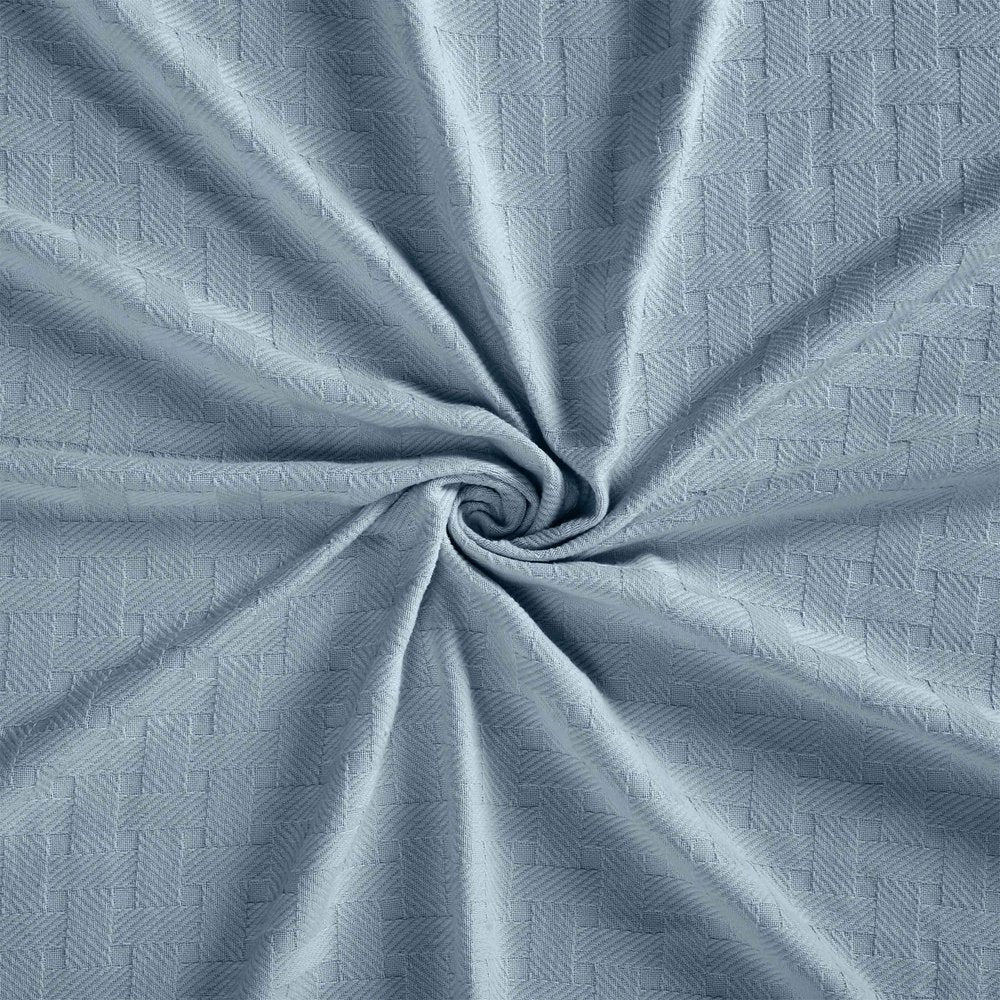 50" X 60" Light Blue Cotton Basketweave Geometric Throw Blanket