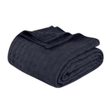 Twin Navy Blue Cotton Geometric Blanket
